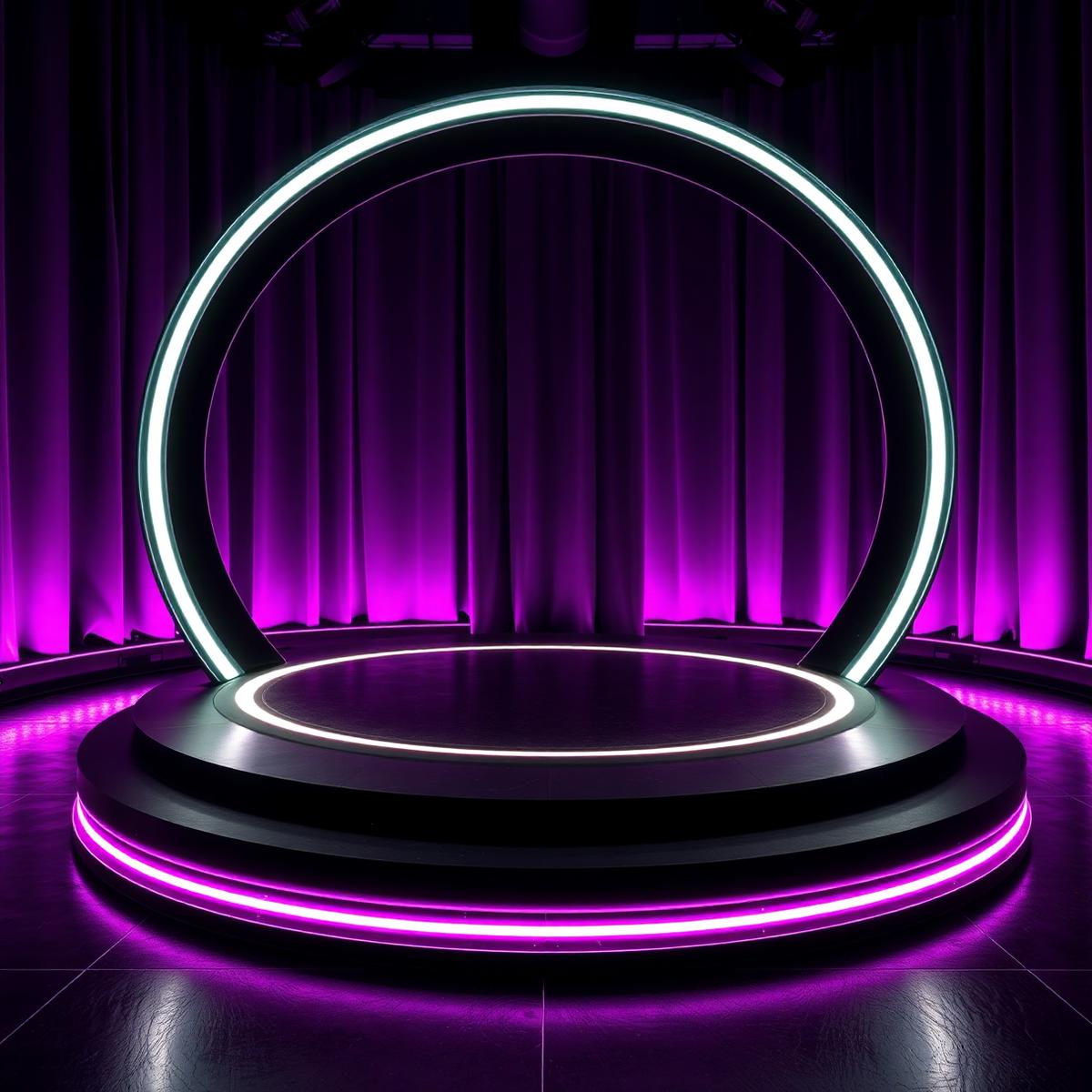 Neon 360 booth platform with LED ring lights